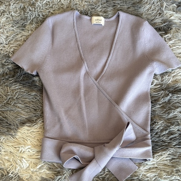 Wilfred Lavender Ribbed Wrap Top - Picture 4 of 11